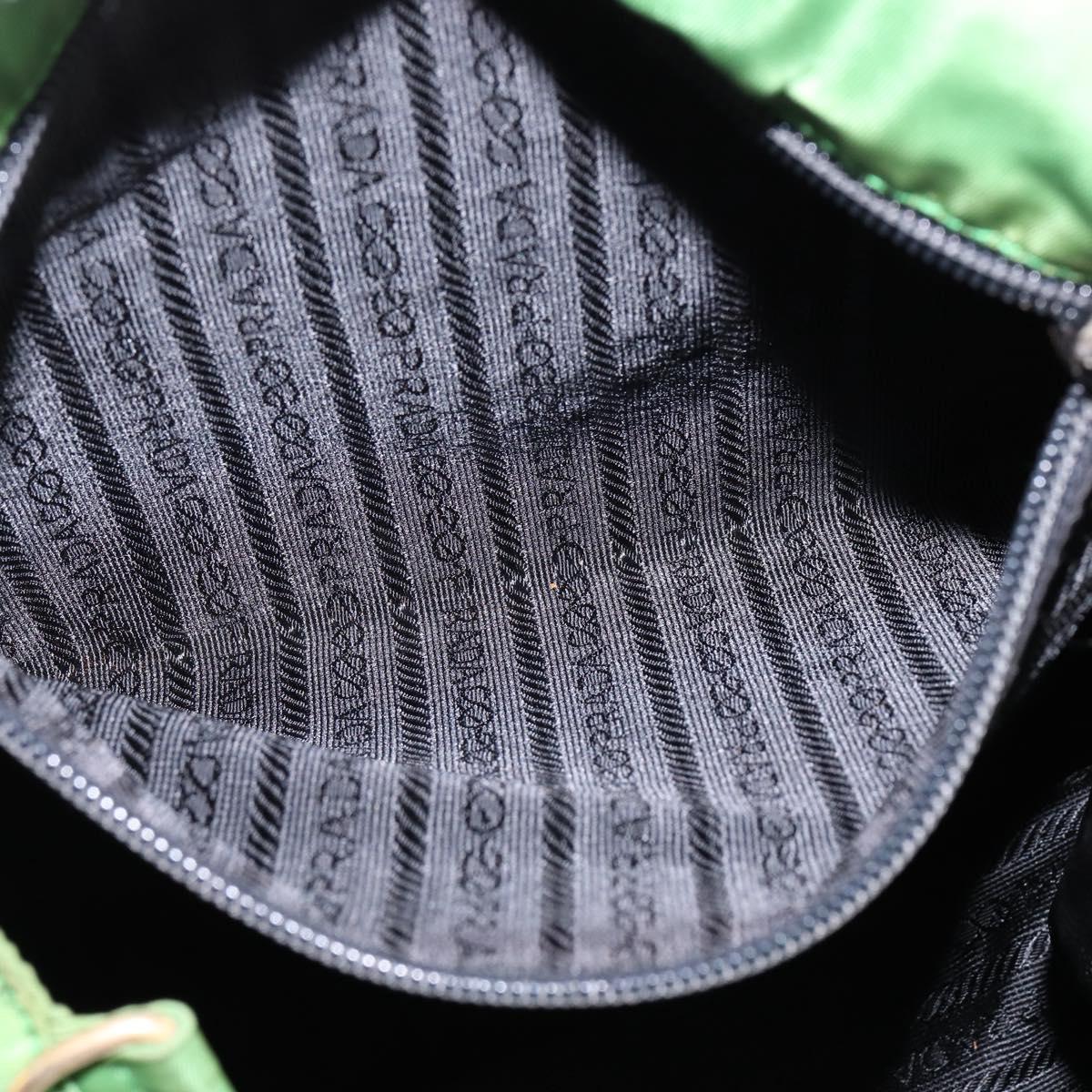 PRADA Hand Bag Nylon Green Gold Auth 145926