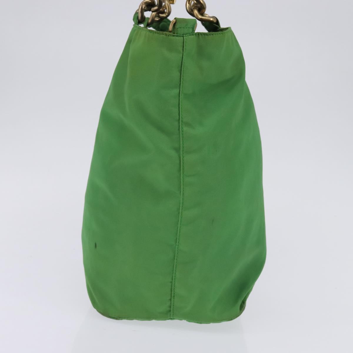 PRADA Hand Bag Nylon Green Gold Auth 145926