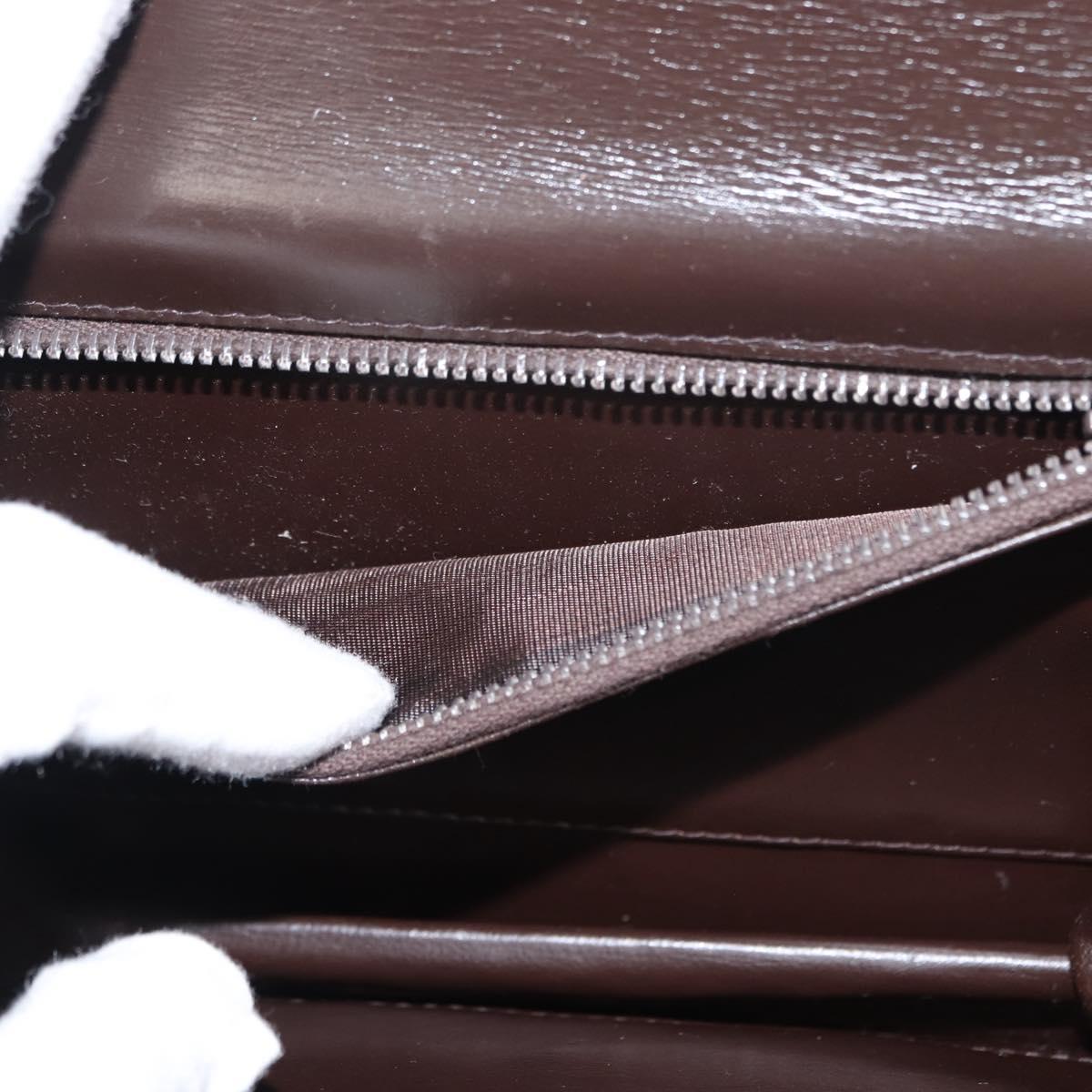 GUCCI Chain Shoulder Bag Leather Brown Gold Auth 145936