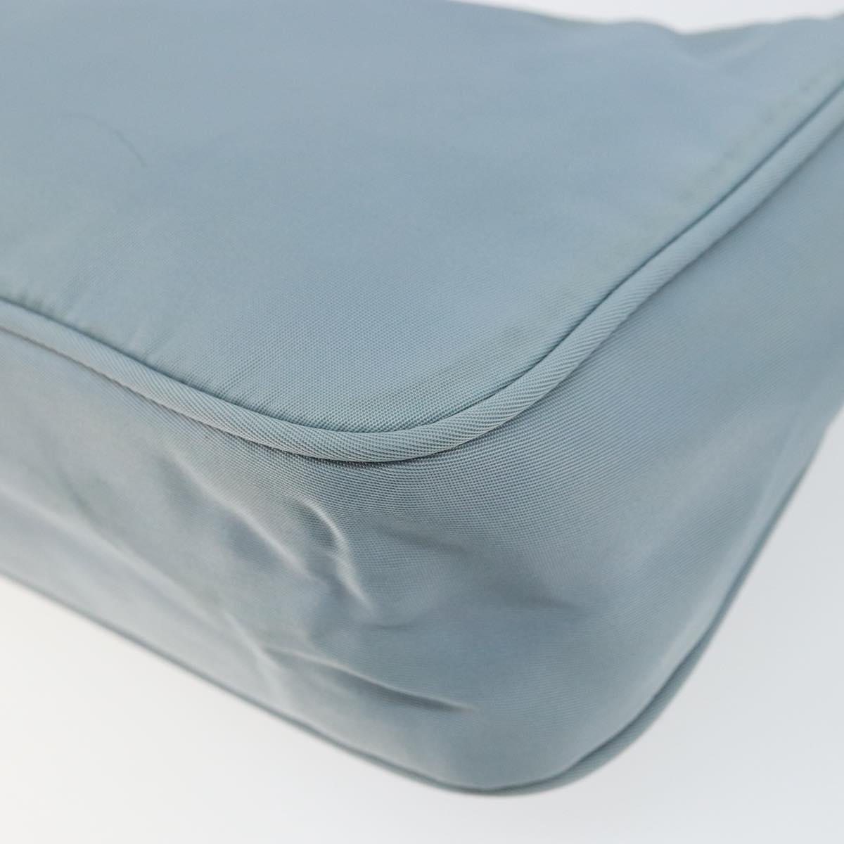 PRADA Hand Bag Nylon Light Blue Silver Auth 145937