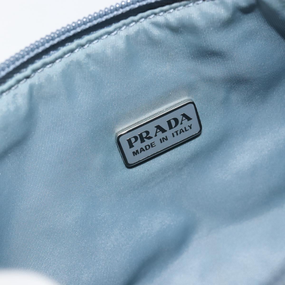 PRADA Hand Bag Nylon Light Blue Silver Auth 145937