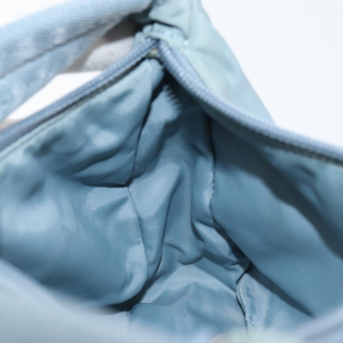 PRADA Hand Bag Nylon Light Blue Silver Auth 145937