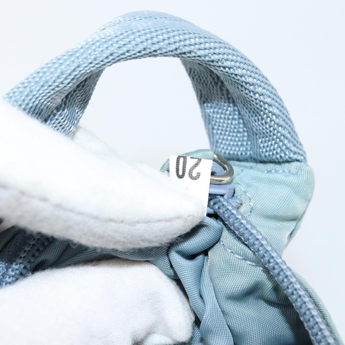 PRADA Hand Bag Nylon Light Blue Silver Auth 145937
