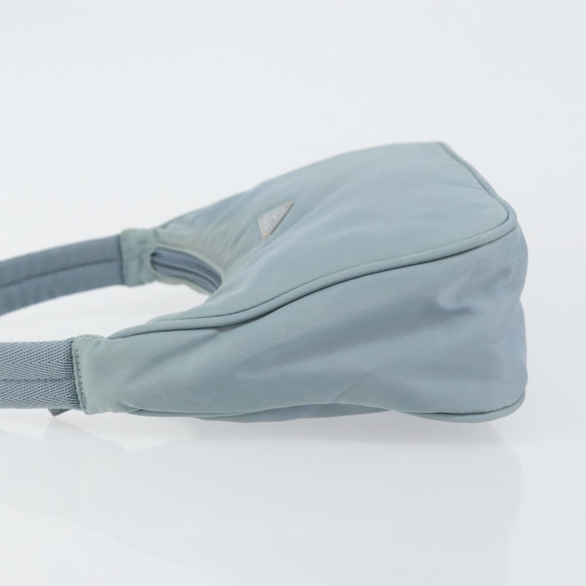 PRADA Hand Bag Nylon Light Blue Silver Auth 145937