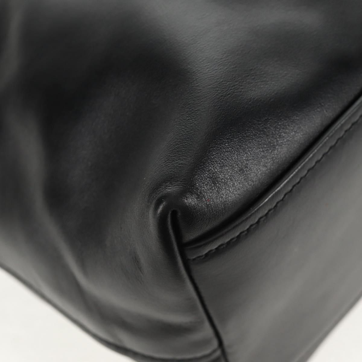 Miu Miu Tote Bag Leather Black Silver Auth 145940V
