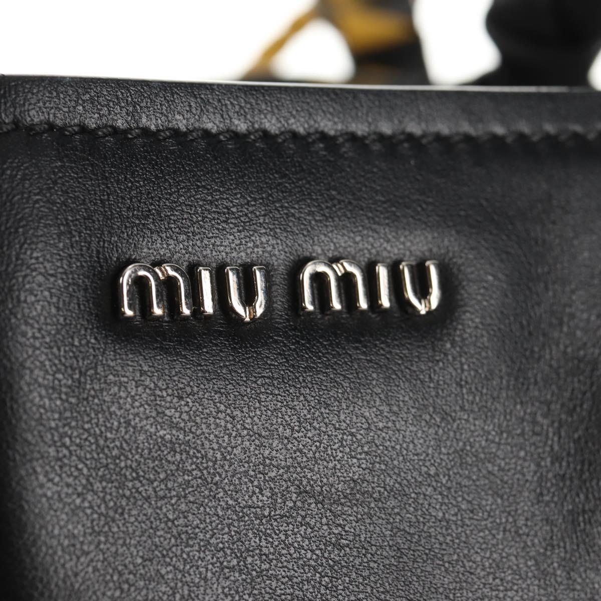 Miu Miu Tote Bag Leather Black Silver Auth 145940V