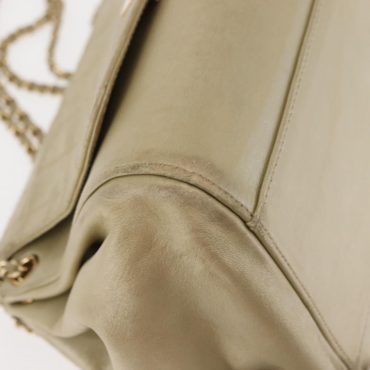 CHANEL Choco Bar Chain Shoulder Bag Leather Gold CC Auth 145942