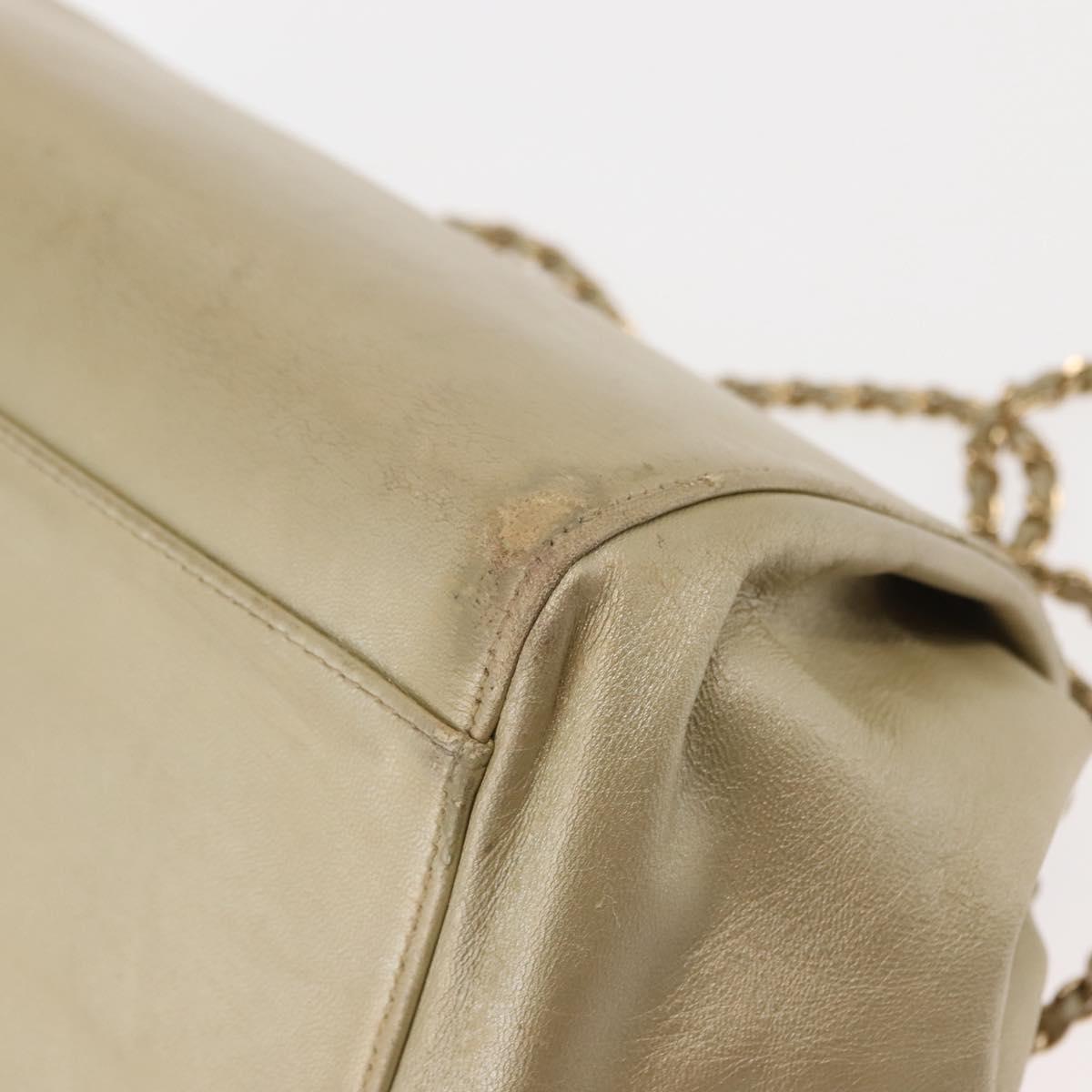 CHANEL Choco Bar Chain Shoulder Bag Leather Gold CC Auth 145942