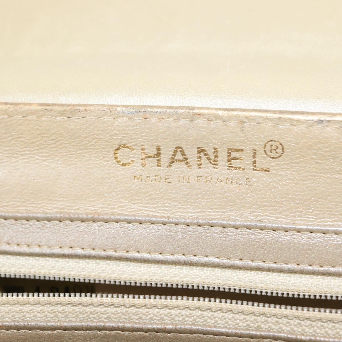 CHANEL Choco Bar Chain Shoulder Bag Leather Gold CC Auth 145942