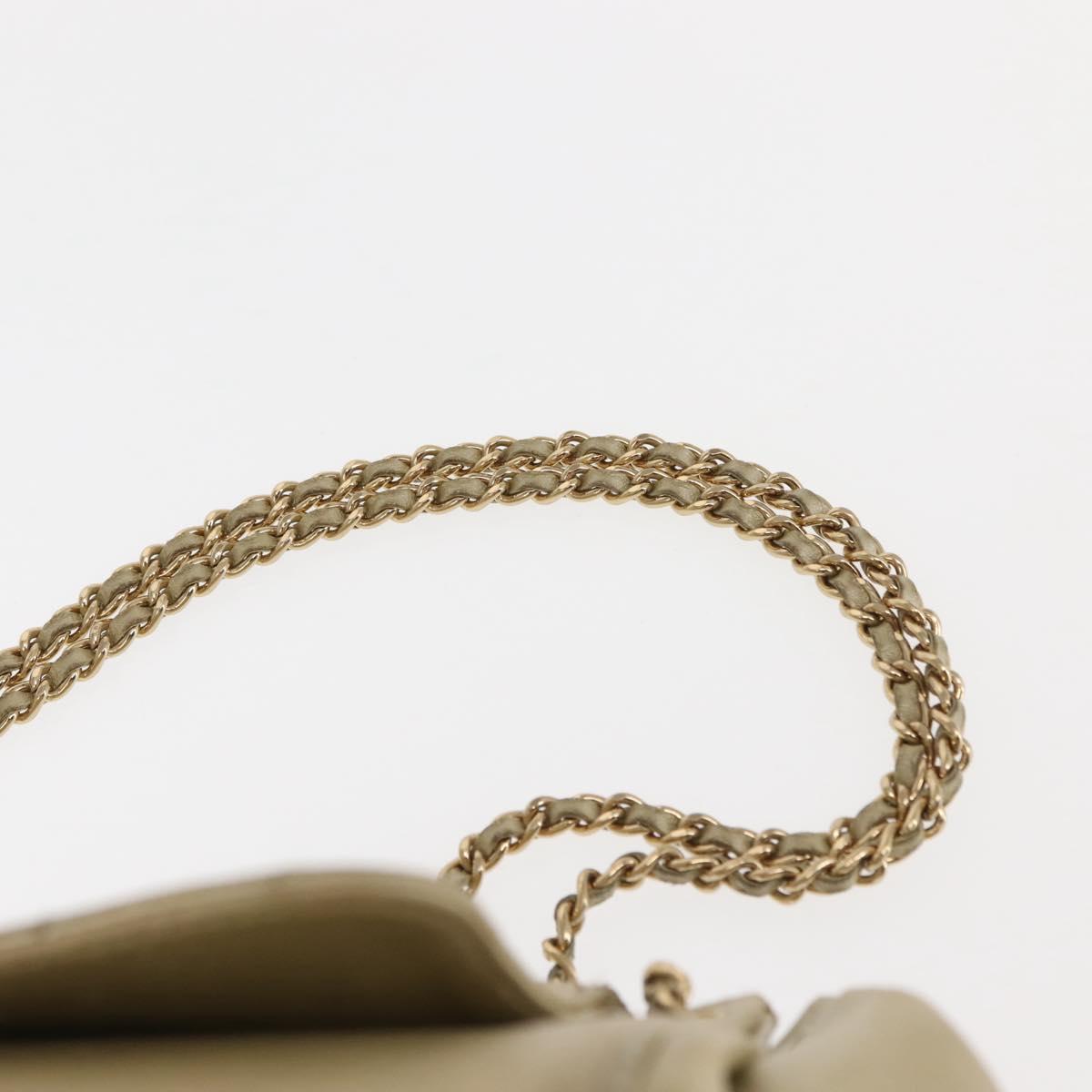 CHANEL Choco Bar Chain Shoulder Bag Leather Gold CC Auth 145942