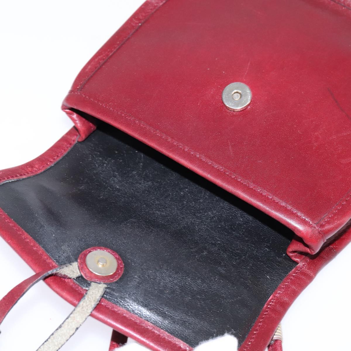 GUCCI Shoulder Bag Leather Red Auth 145949