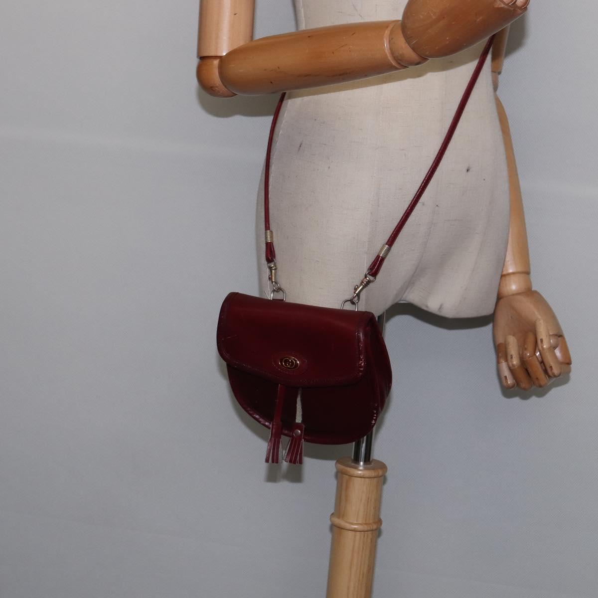 GUCCI Shoulder Bag Leather Red Auth 145949