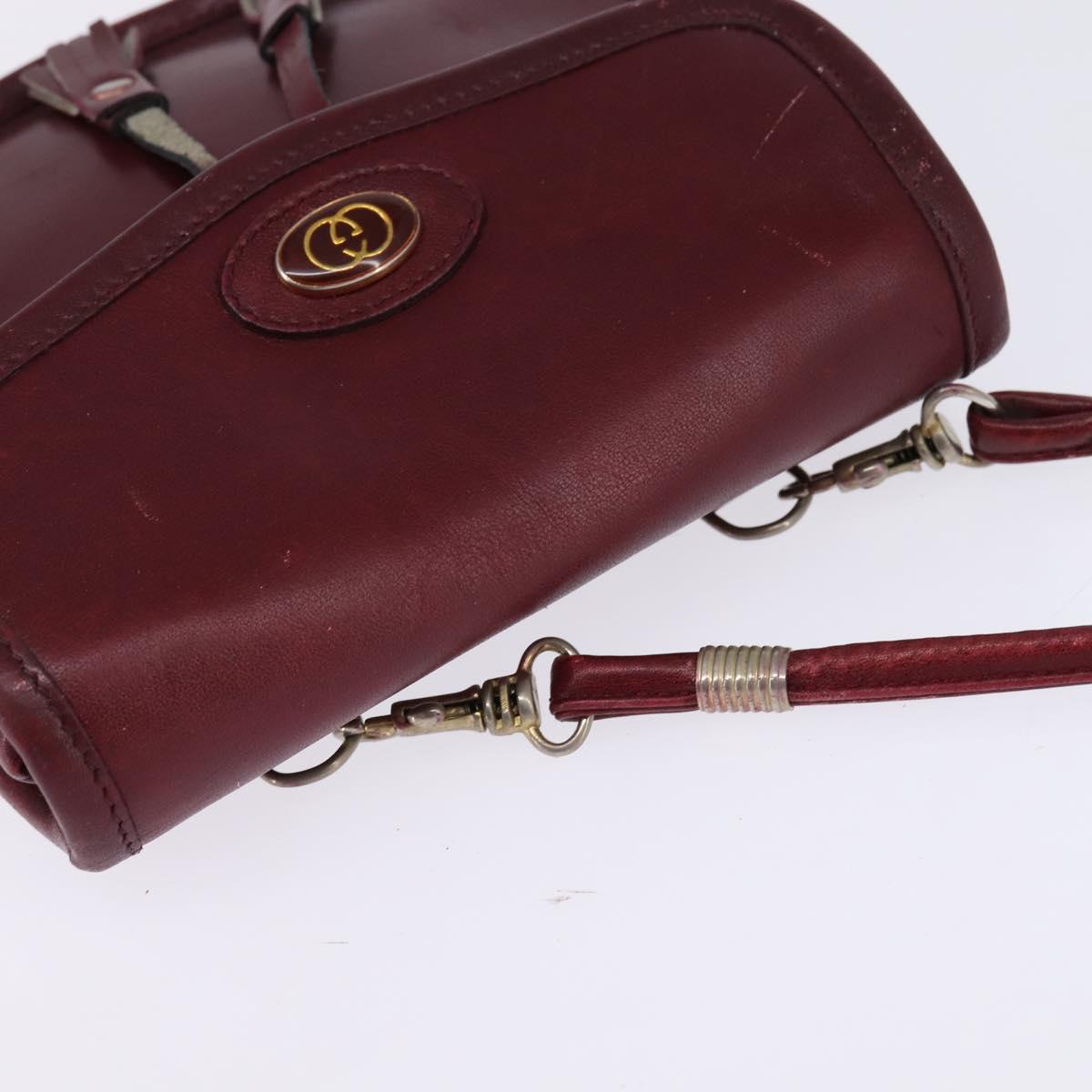 GUCCI Shoulder Bag Leather Red Auth 145949