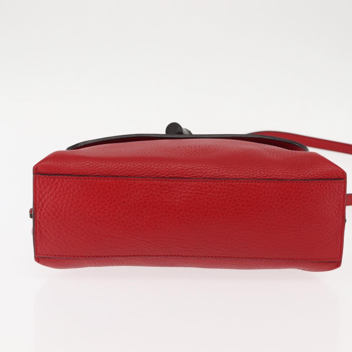 GUCCI Bamboo Hand Bag Leather 2way Red Silver 370831 Auth 145950
