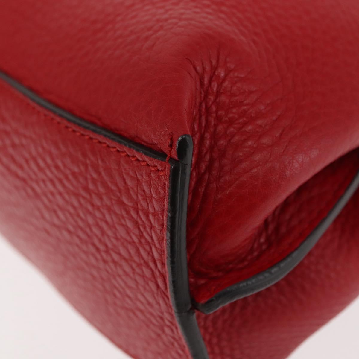GUCCI Bamboo Hand Bag Leather 2way Red Silver 370831 Auth 145950