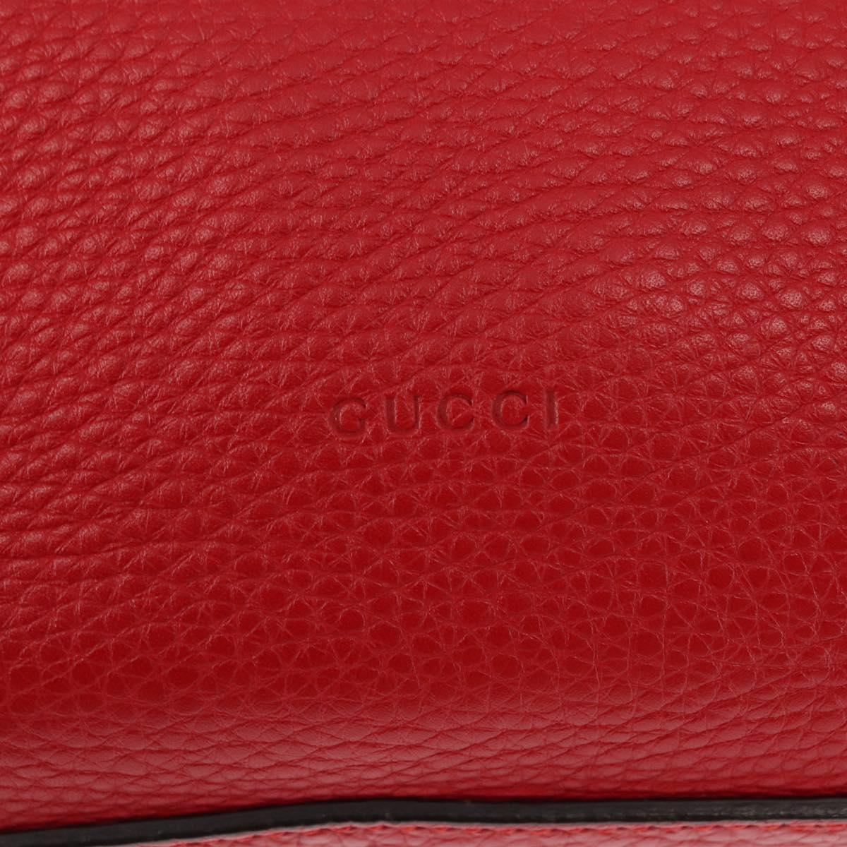 GUCCI Bamboo Hand Bag Leather 2way Red Silver 370831 Auth 145950