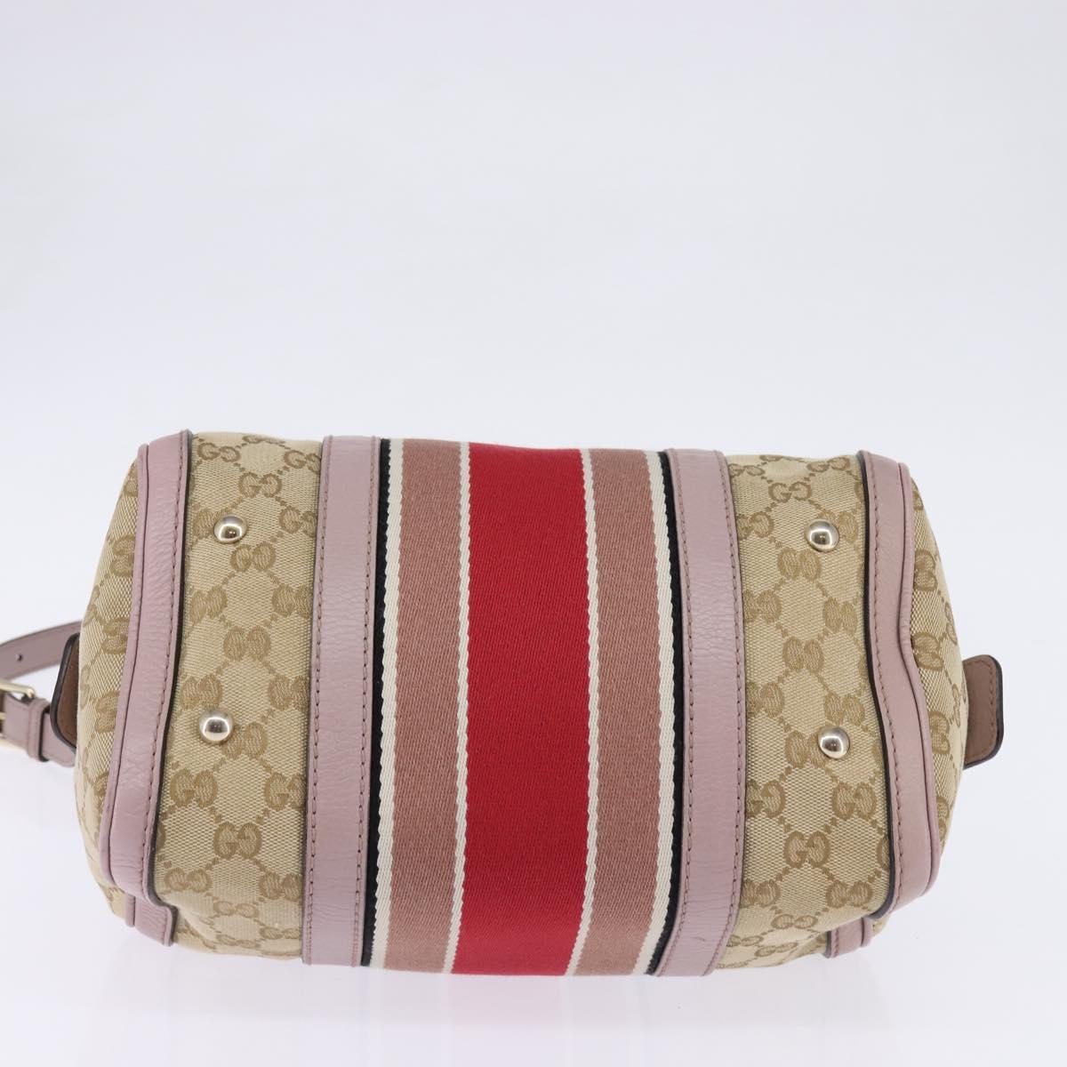 GUCCI GG Canvas Boston Bag 2way Beige Gold 269876 Auth 145953