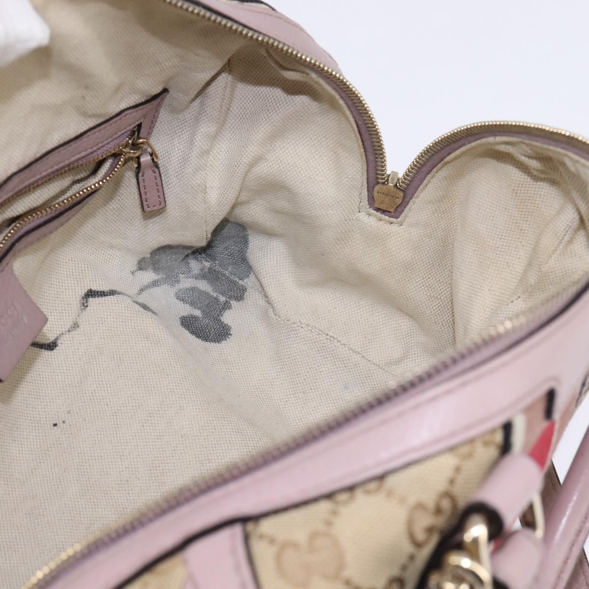 GUCCI GG Canvas Boston Bag 2way Beige Gold 269876 Auth 145953