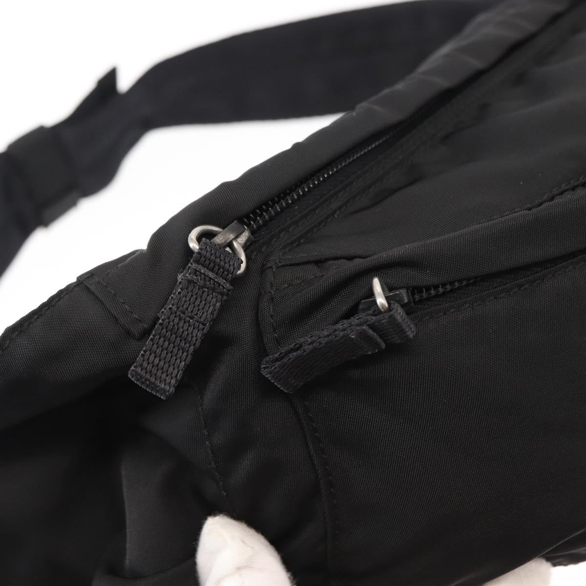 PRADA Waist bag Nylon Black Silver Auth 145954