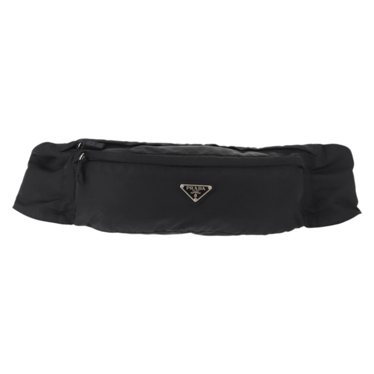 PRADA Waist bag Nylon Black Silver Auth 145954