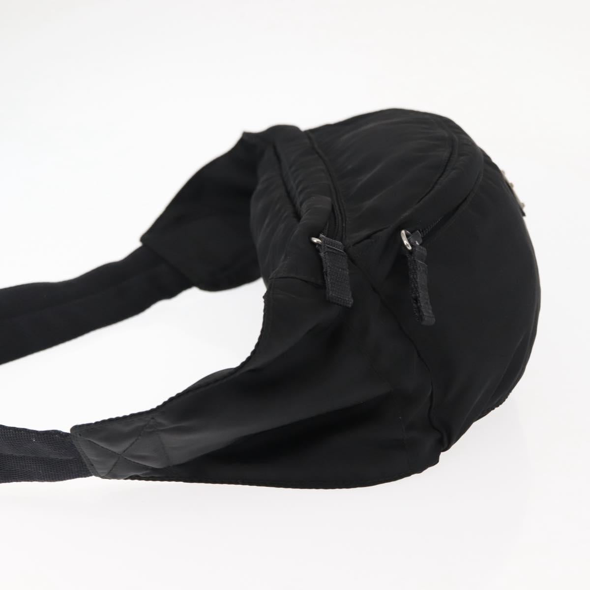 PRADA Waist bag Nylon Black Silver Auth 145954