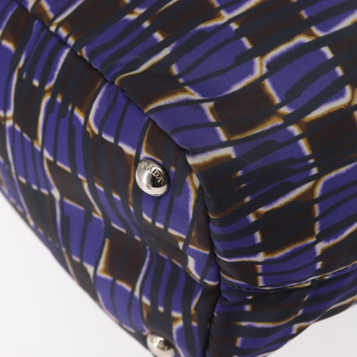 PRADA Tote Bag Nylon 2way Purple Silver Auth 145955