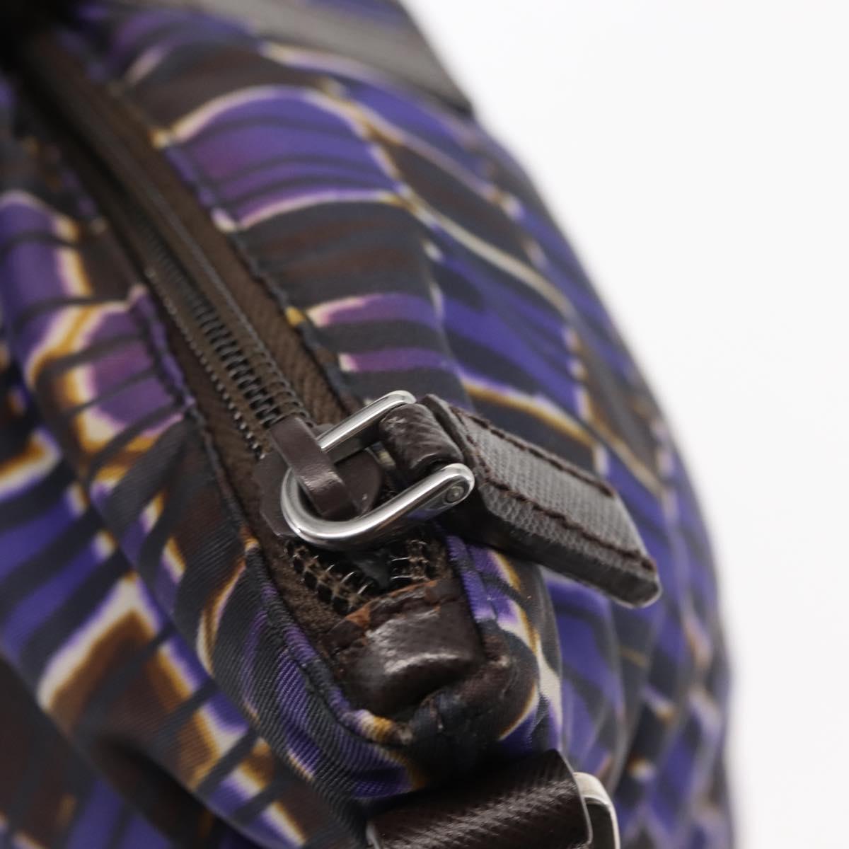 PRADA Tote Bag Nylon 2way Purple Silver Auth 145955