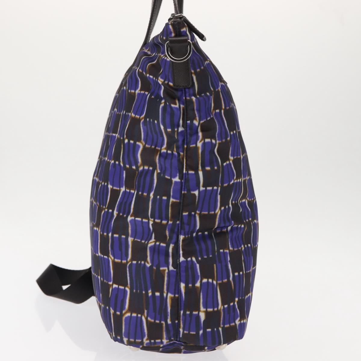 PRADA Tote Bag Nylon 2way Purple Silver Auth 145955