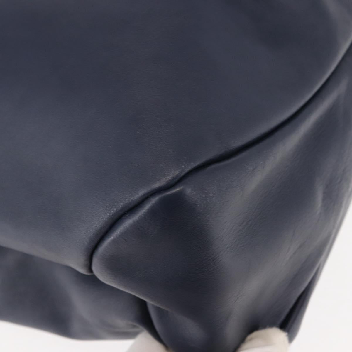 Salvatore Ferragamo Vala Tote Bag Leather Navy Gold Auth 145957