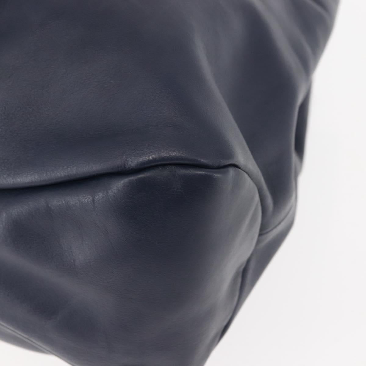 Salvatore Ferragamo Vala Tote Bag Leather Navy Gold Auth 145957