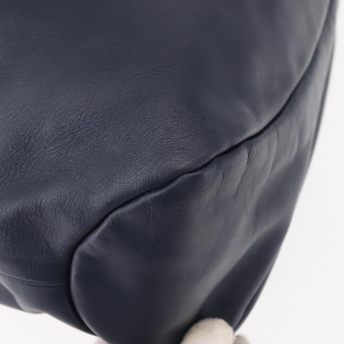 Salvatore Ferragamo Vala Tote Bag Leather Navy Gold Auth 145957