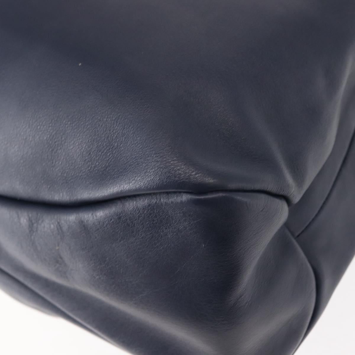 Salvatore Ferragamo Vala Tote Bag Leather Navy Gold Auth 145957