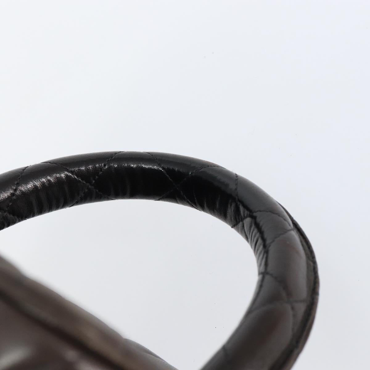 CHANEL Matelasse Vanity Pouch Lamb Skin Black Gold CC Auth 145958