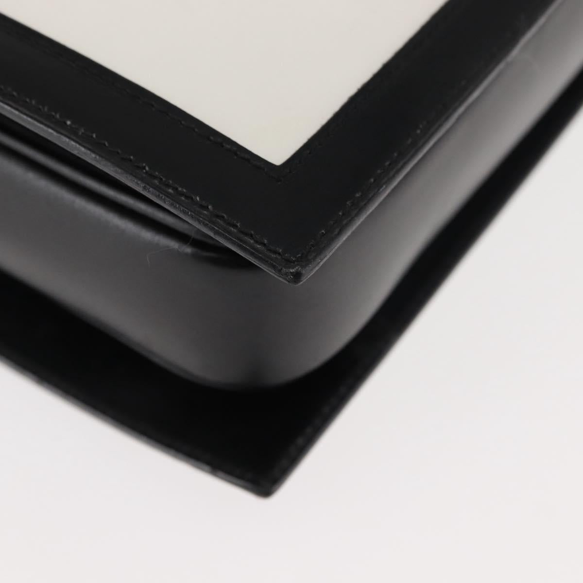 CELINE Hand Bag Leather White Silver Auth 145959