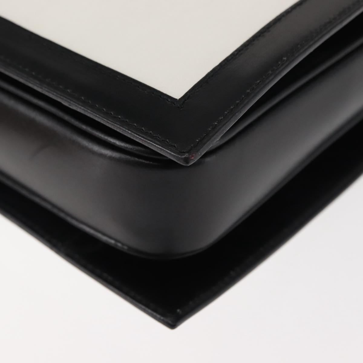 CELINE Hand Bag Leather White Silver Auth 145959