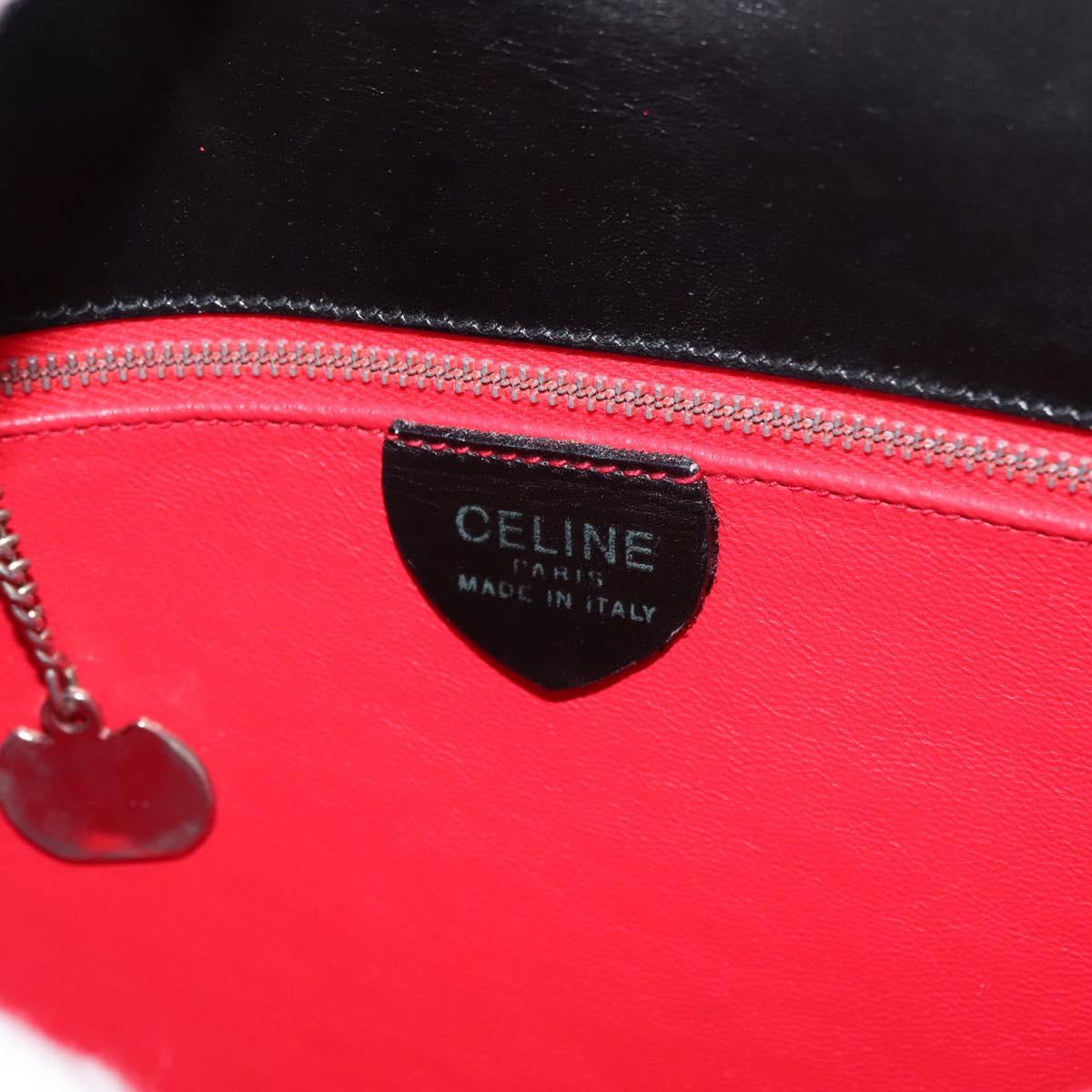 CELINE Hand Bag Leather White Silver Auth 145959