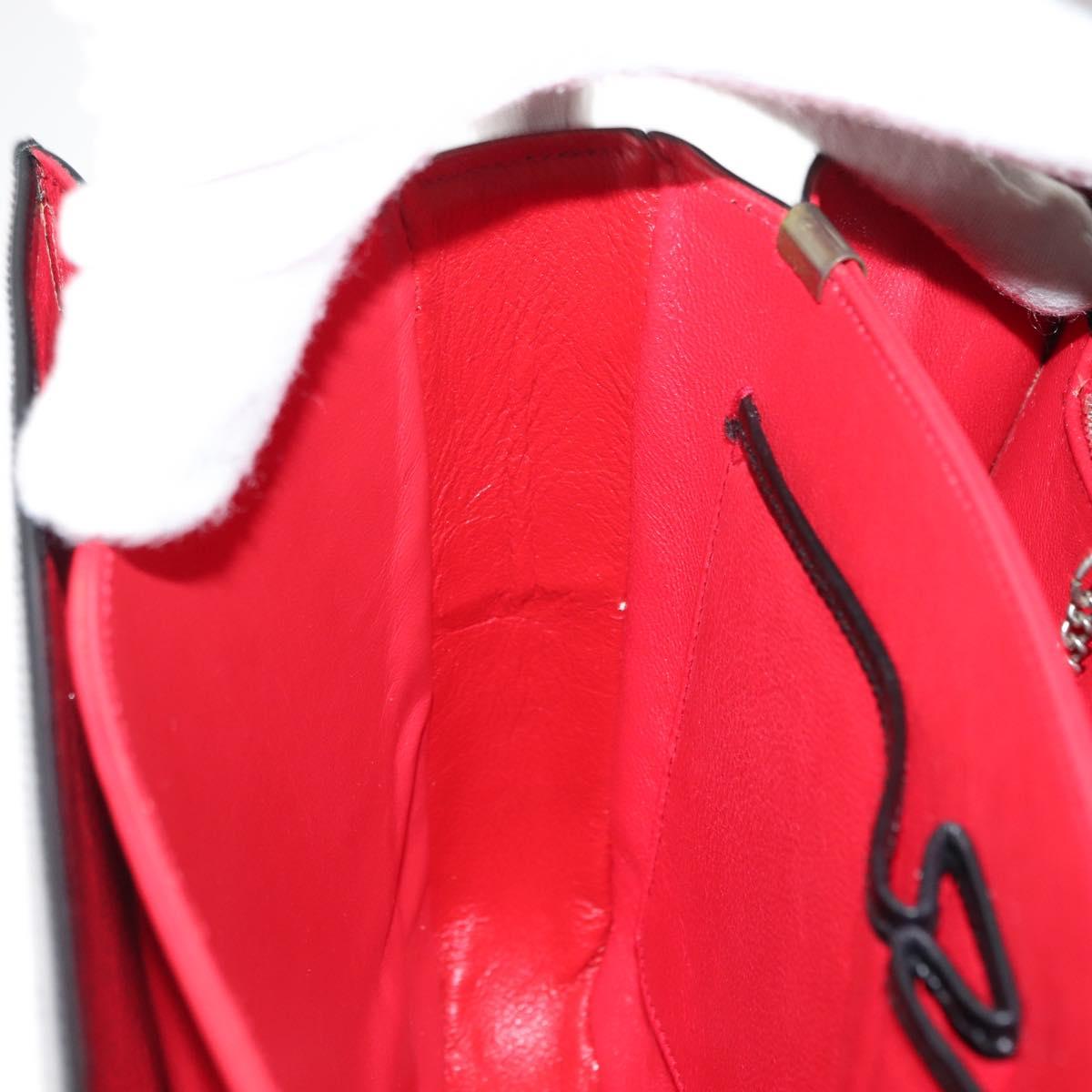 CELINE Hand Bag Leather White Silver Auth 145959