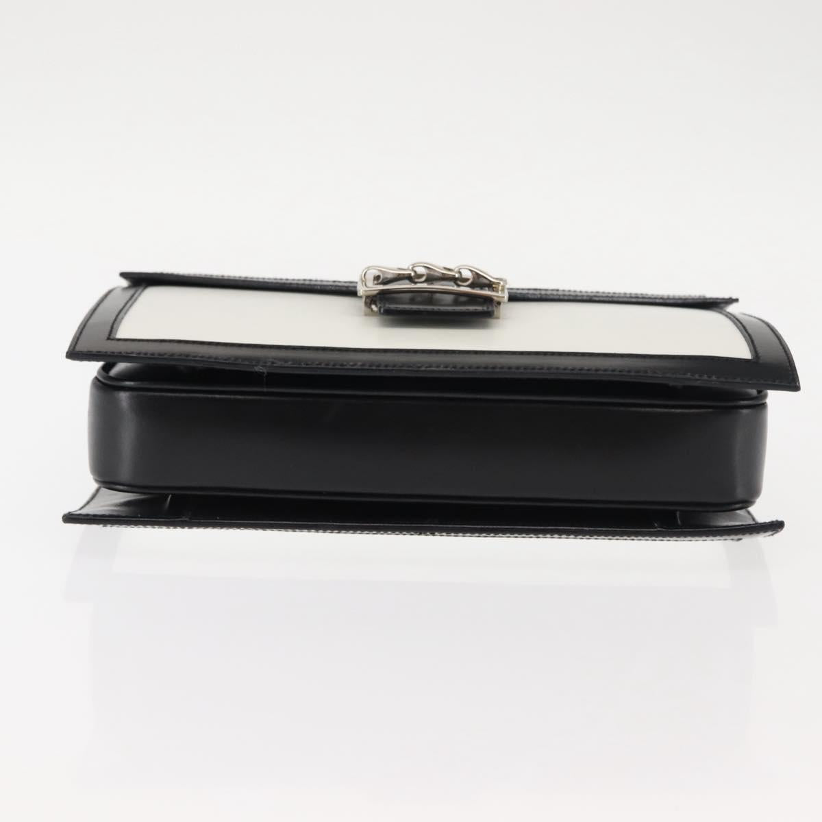 CELINE Hand Bag Leather White Silver Auth 145959