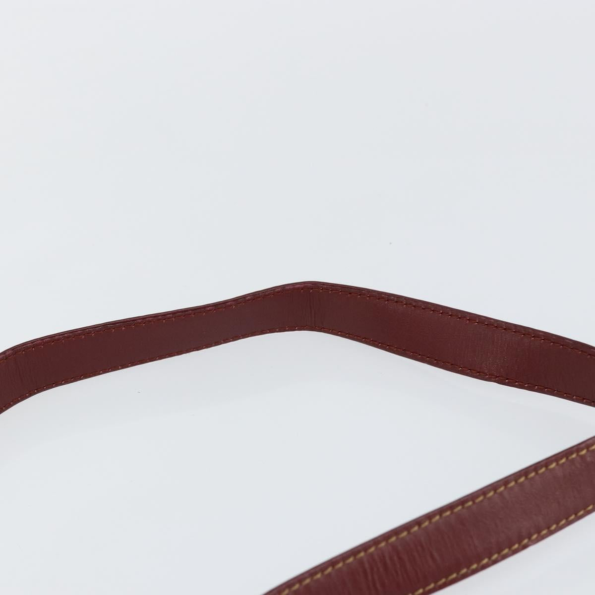 CARTIER Shoulder Bag Leather Bordeaux Gold Auth 145960