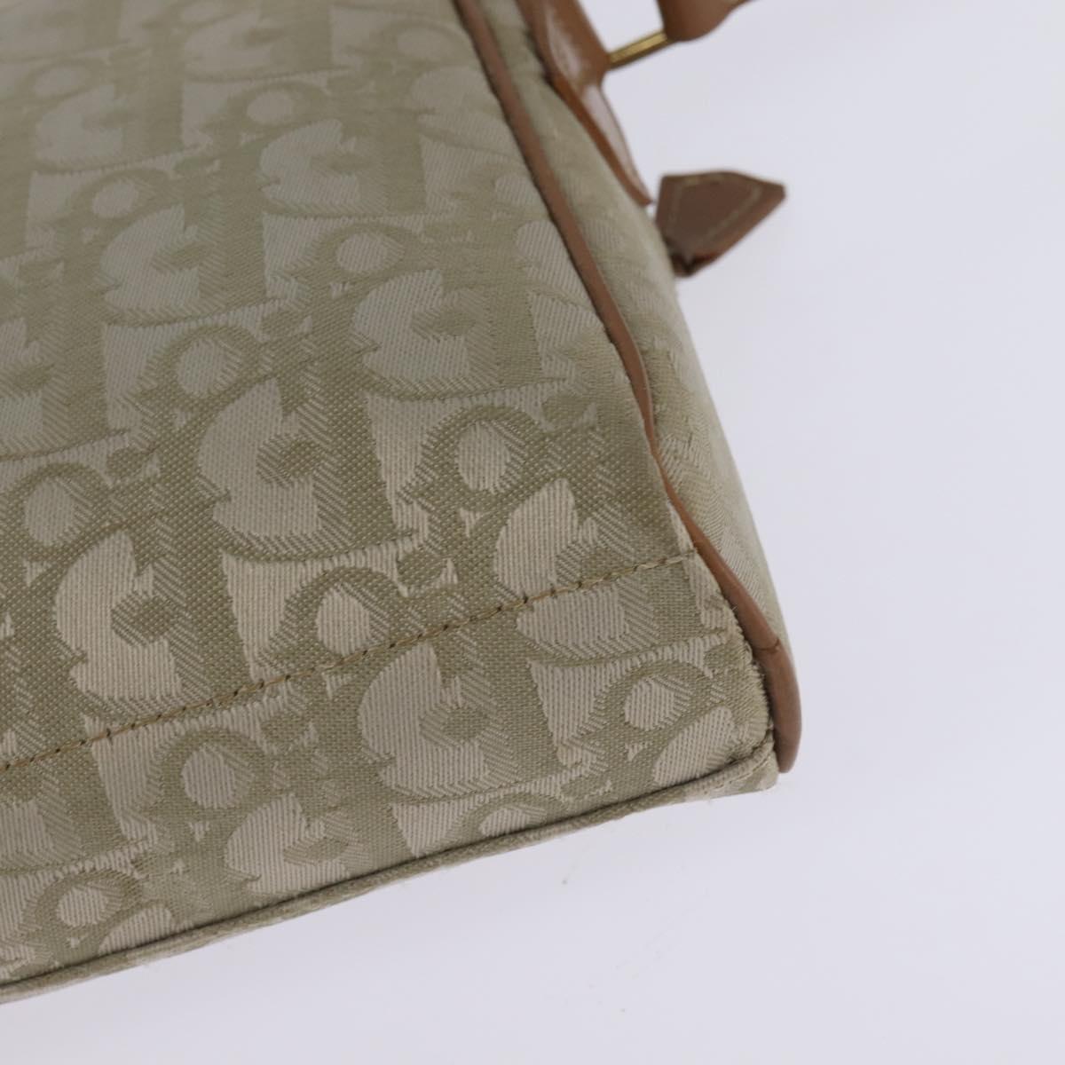 Christian Dior Trotter Canvas Shoulder Bag Gold Beige Auth 145961