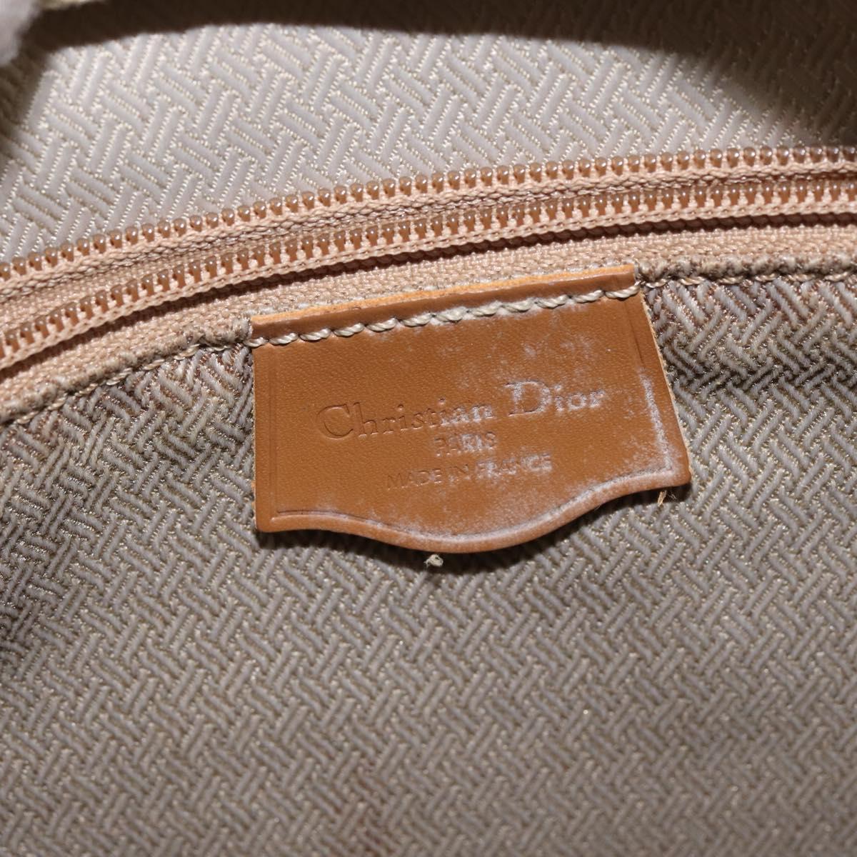 Christian Dior Trotter Canvas Shoulder Bag Gold Beige Auth 145961