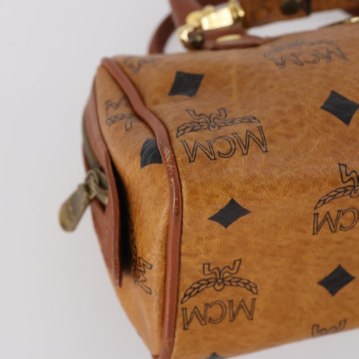 MCM Vicetos Logogram Hand Bag PVC 2way Brown Gold Auth 145962
