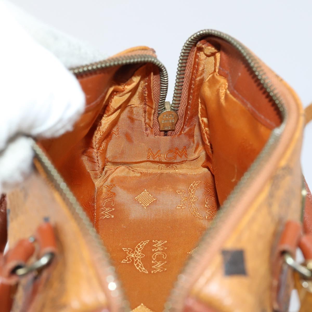 MCM Vicetos Logogram Hand Bag PVC 2way Brown Gold Auth 145962