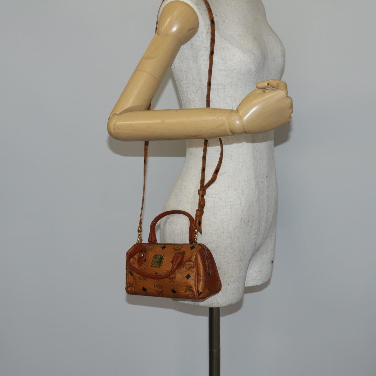 MCM Vicetos Logogram Hand Bag PVC 2way Brown Gold Auth 145962