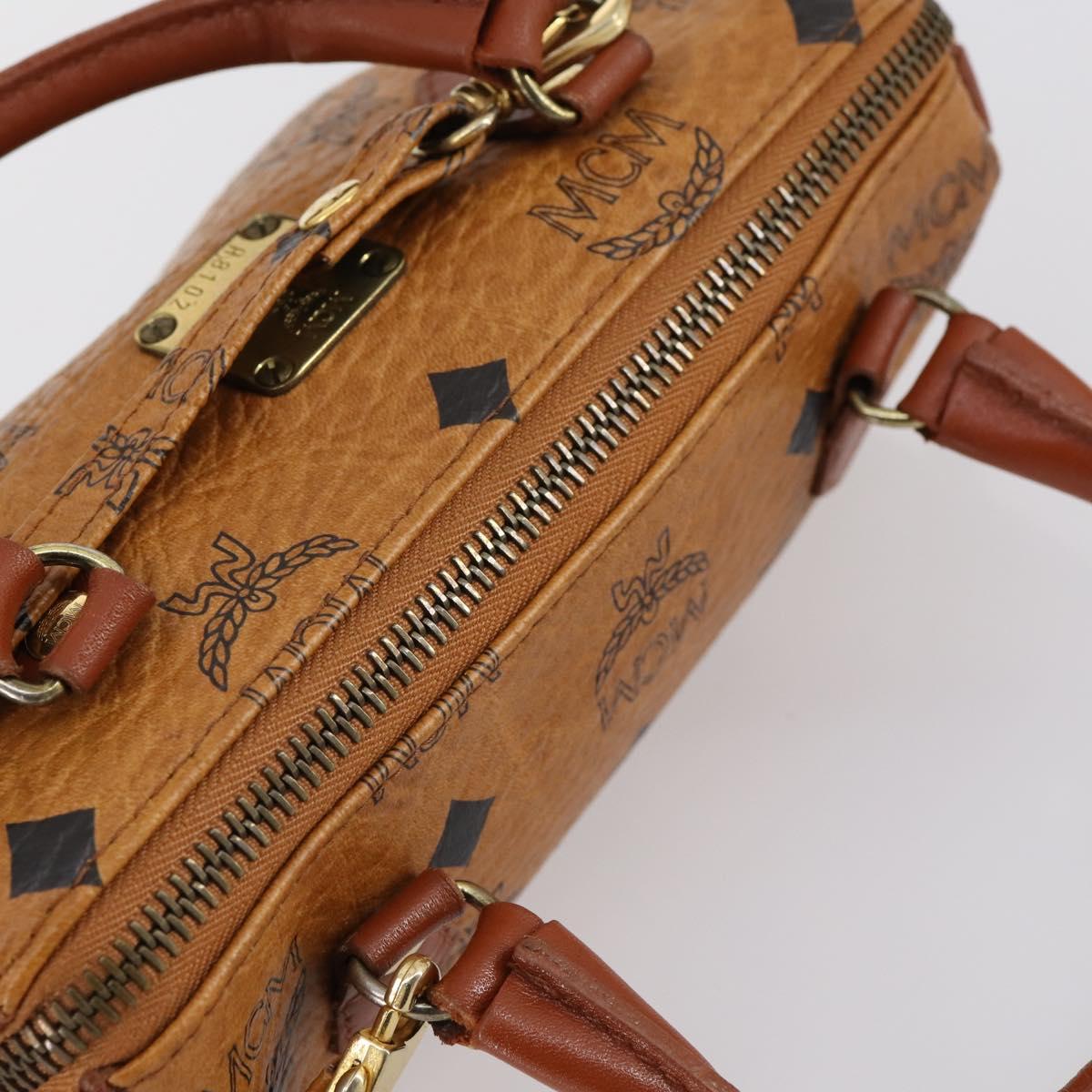 MCM Vicetos Logogram Hand Bag PVC 2way Brown Gold Auth 145962