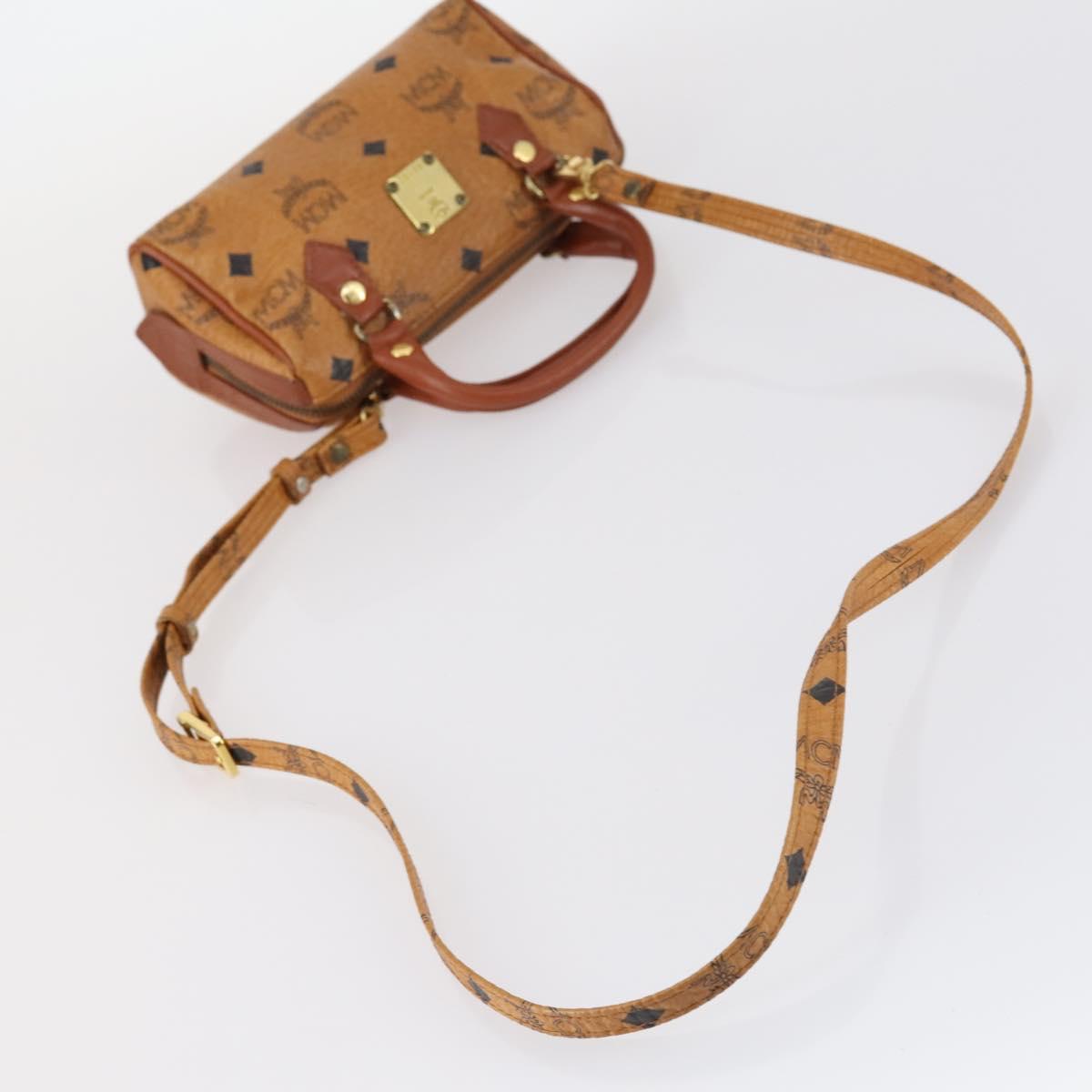 MCM Vicetos Logogram Hand Bag PVC 2way Brown Gold Auth 145962