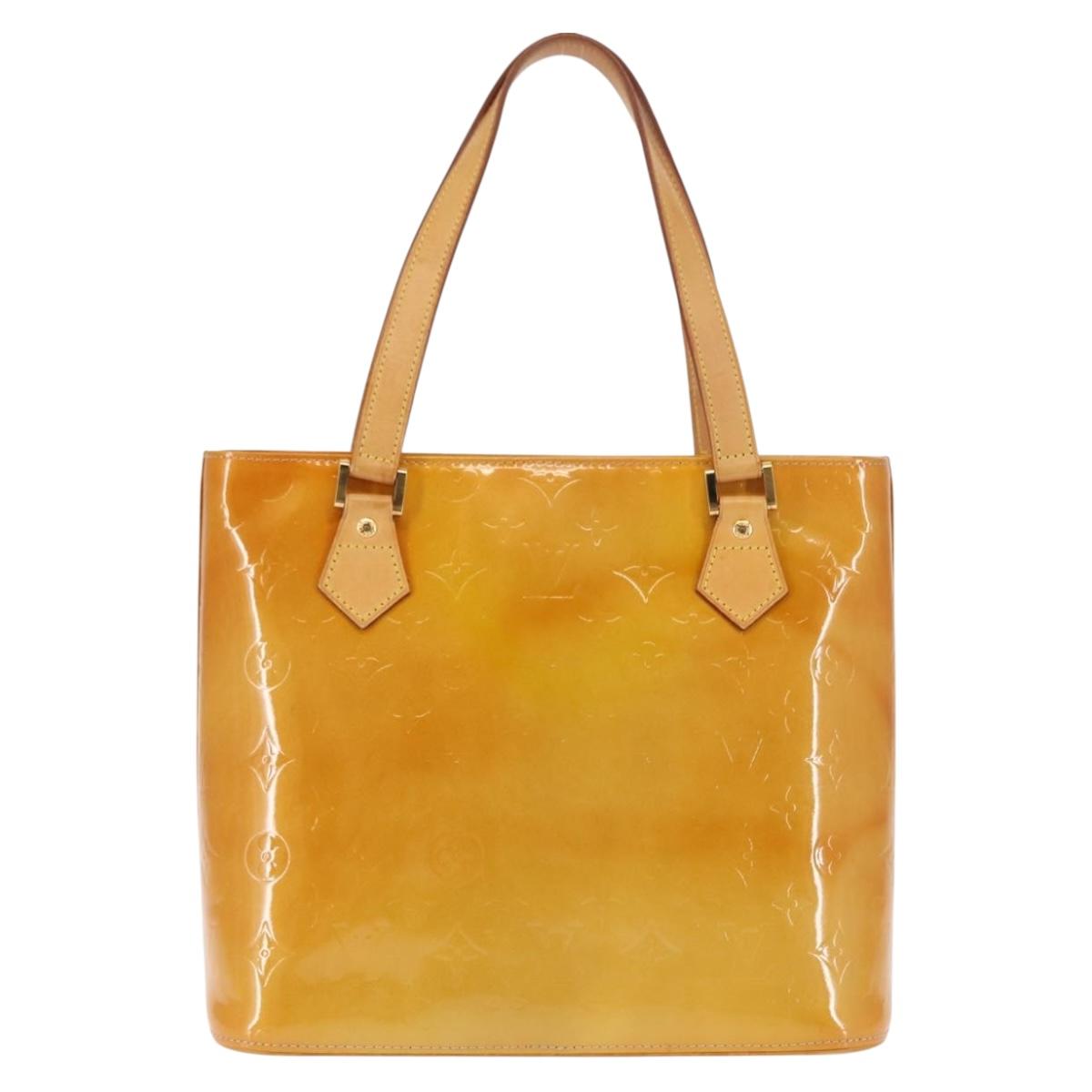LOUIS VUITTON Monogram Vernis Houston Hand Bag Beige M91004 LV Auth 145966