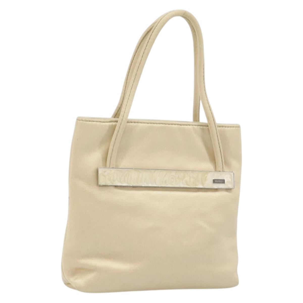 GUCCI Hand Bag Satin Beige 005 4781 0335 Auth 145967