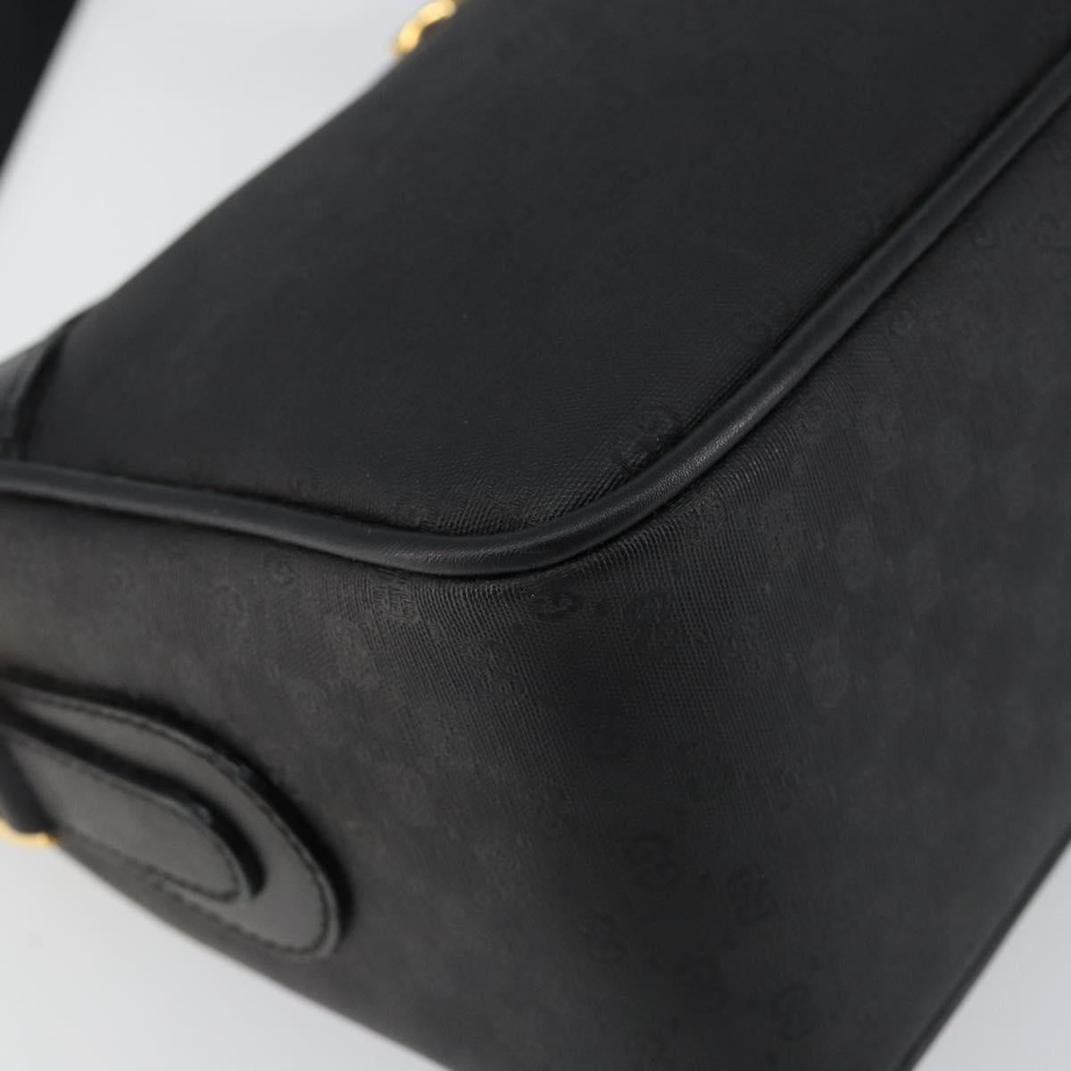 GUCCI Micro GG Supreme Shoulder Bag PVC Black Gold Auth 145968