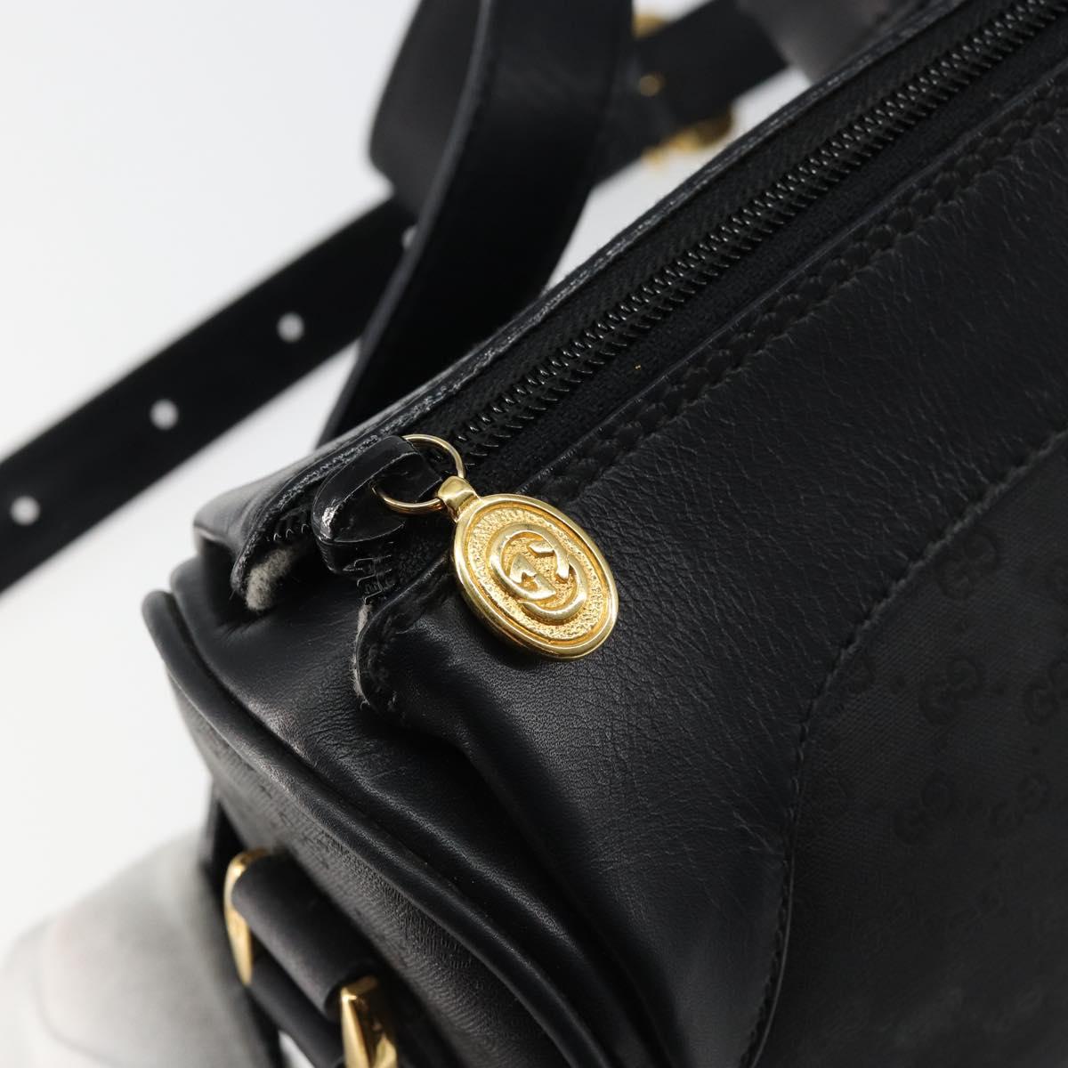 GUCCI Micro GG Supreme Shoulder Bag PVC Black Gold Auth 145968